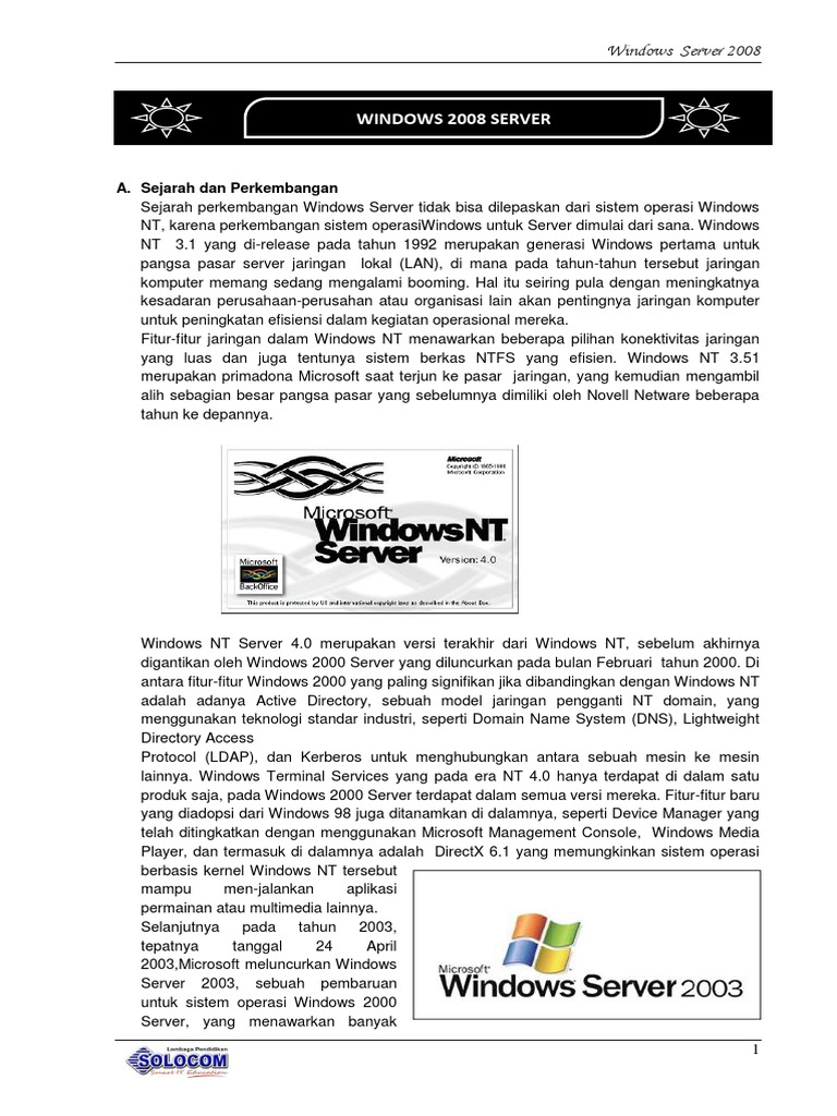 Sejarah dan Fitur Windows Server 2008 | PDF