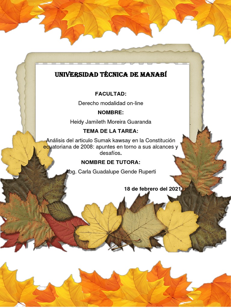 La Constitución de Ecuador de 2008 Incluye El Significado de Sumak