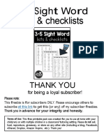 3-5 Sight Word Lists & Checklists: Thank You