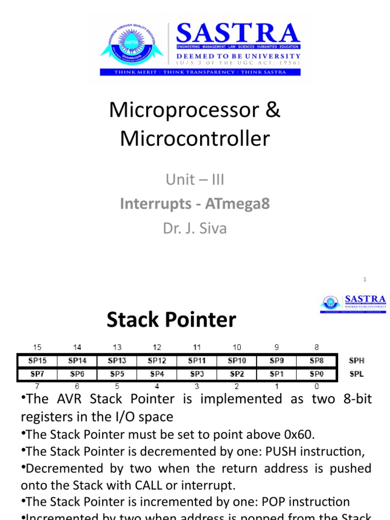 ATmega8 Interrupts and Stack Pointer Guide | PDF