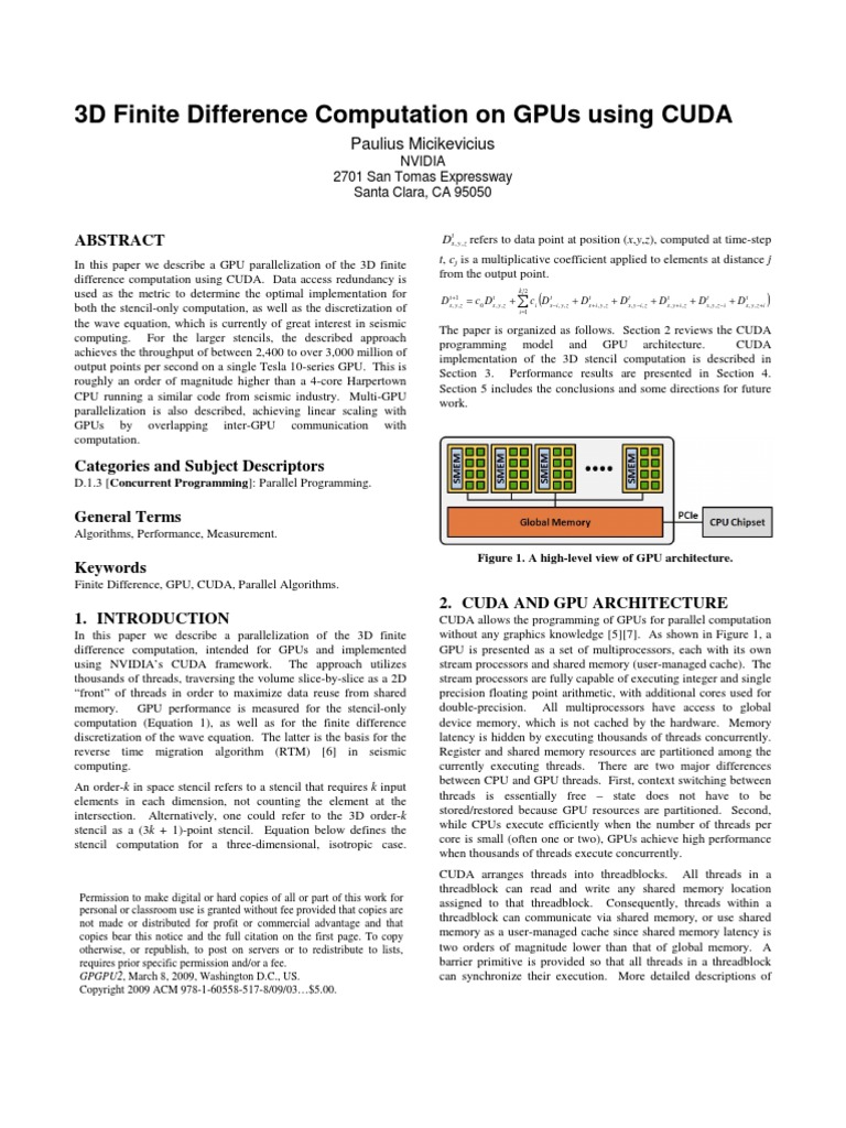 3D Finite Difference Computation On Gpus Using Cuda: Paulius ...