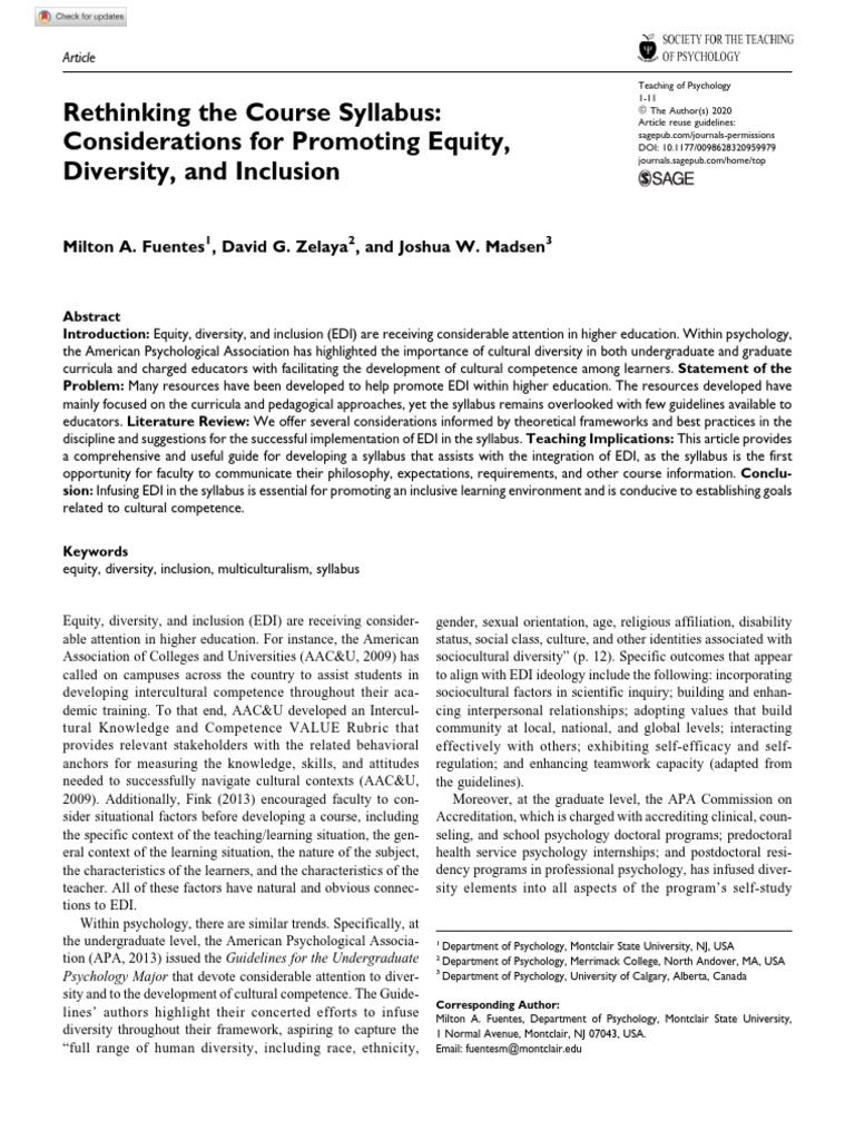 Enhancing EDI in Course Syllabi | PDF | Intersectionality | Inclusion ...