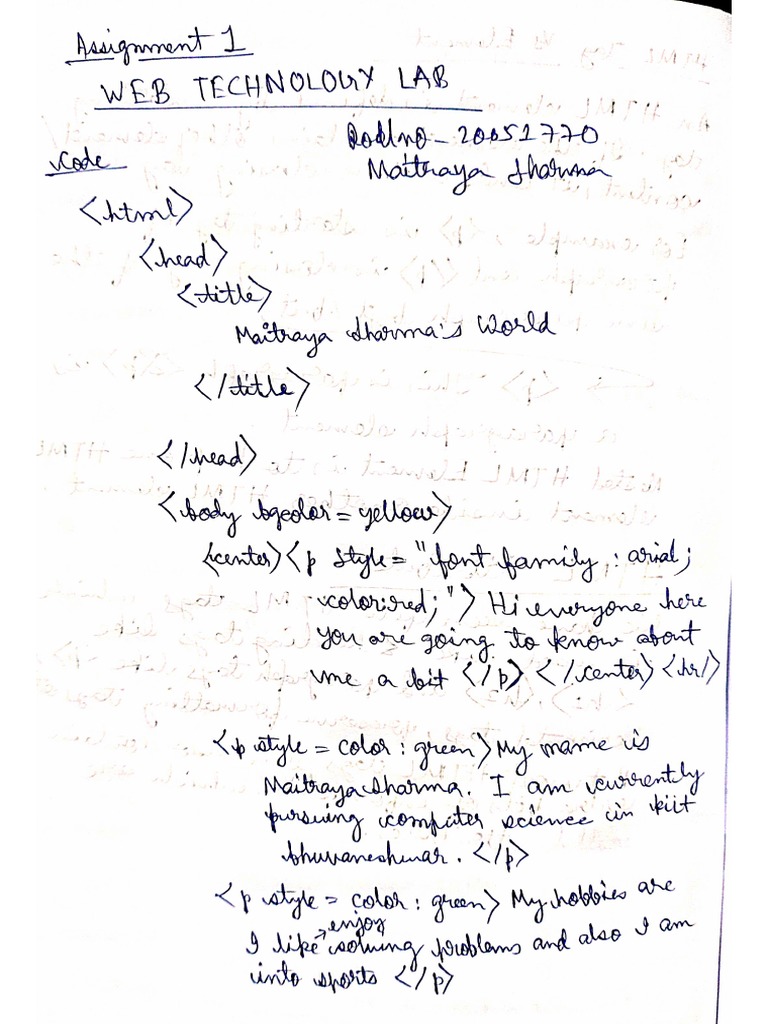 Web Technology Lab 1 Assignment | PDF