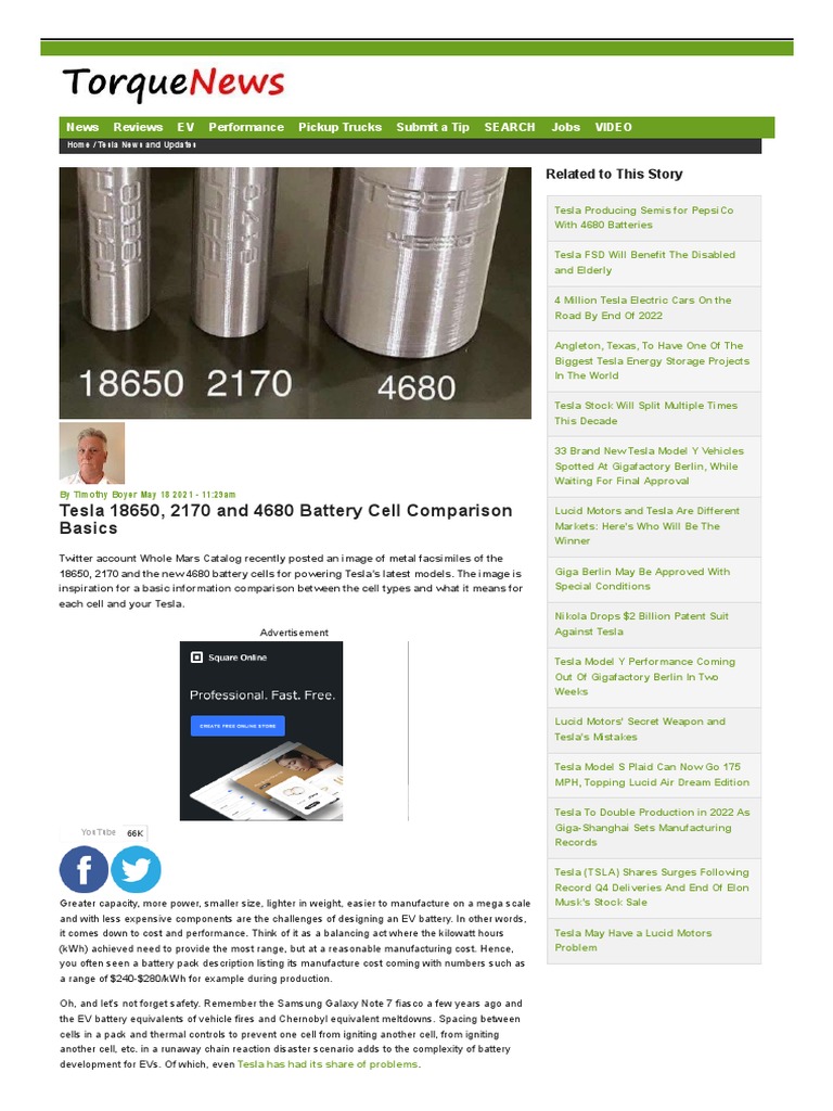 Tesla 18650 2170 And 4680 Battery Cell Comparison Basics Torque News