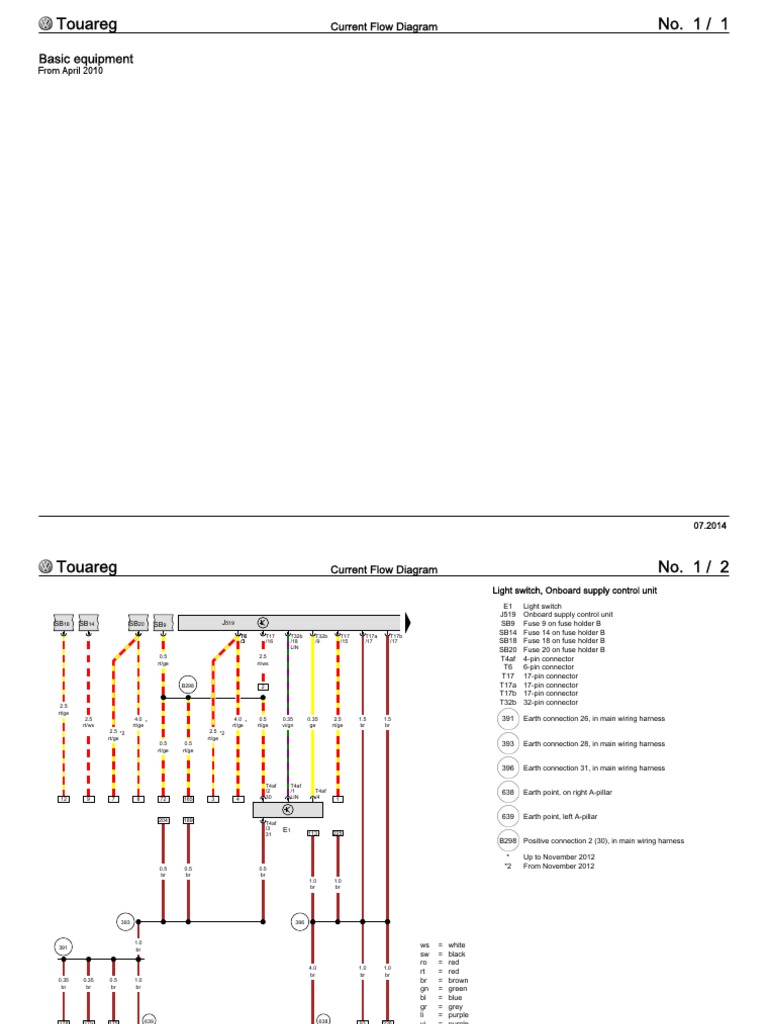 VW Touareg 2 Wiring Diagrams Eng Download Free PDF Headlamp