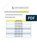 Assembly and Class & Break Timing