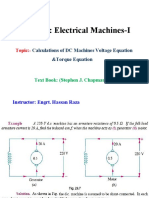 ET-153: Electrical Machines-I: Calculations of DC Machines Voltage Equation &torque Equation