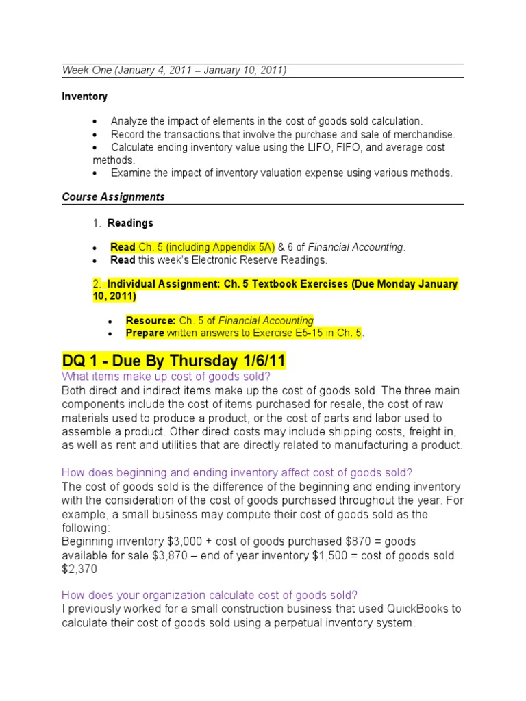 Inventory Valuation Methods and COGS Analysis | PDF | Cost Of Goods ...