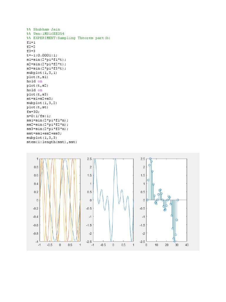 Sampling Theorem Experiment Analysis | PDF