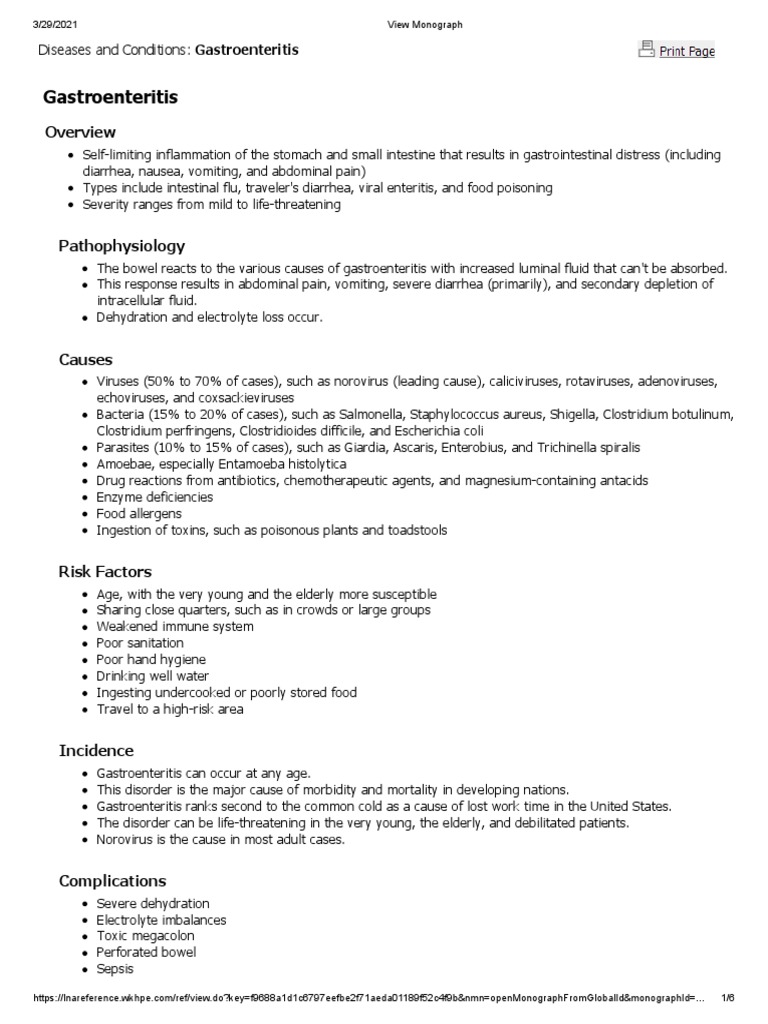 Gastroenteritis Diseases And Conditions Gastroenteritis Pdf