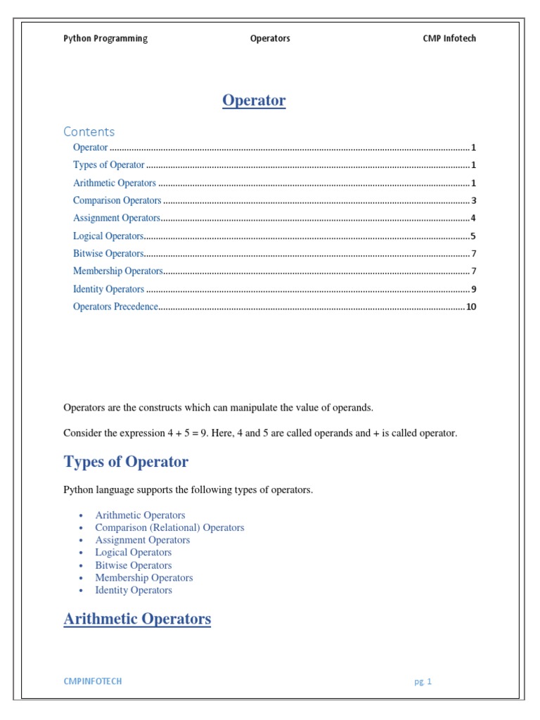 Operators in Python | PDF | Arithmetic | Multiplication
