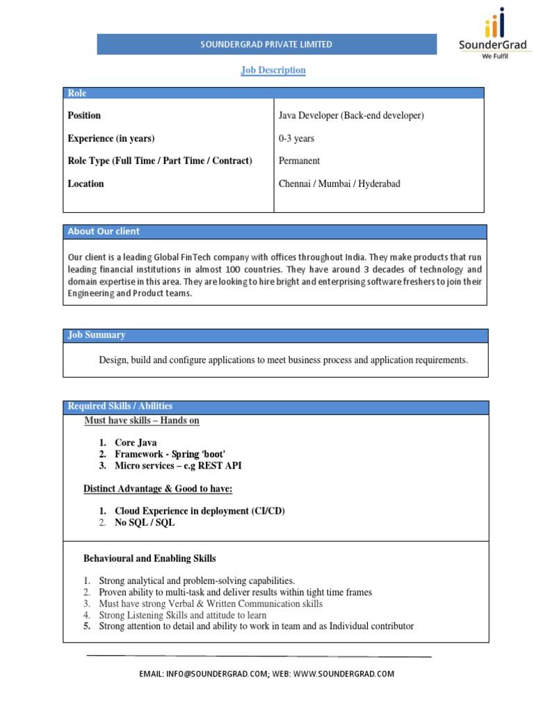 JD - Java Developer | PDF | World Wide Web | Internet & Web