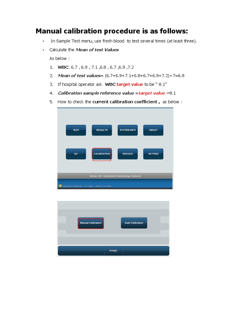 Manual Calibration Procedure | PDF