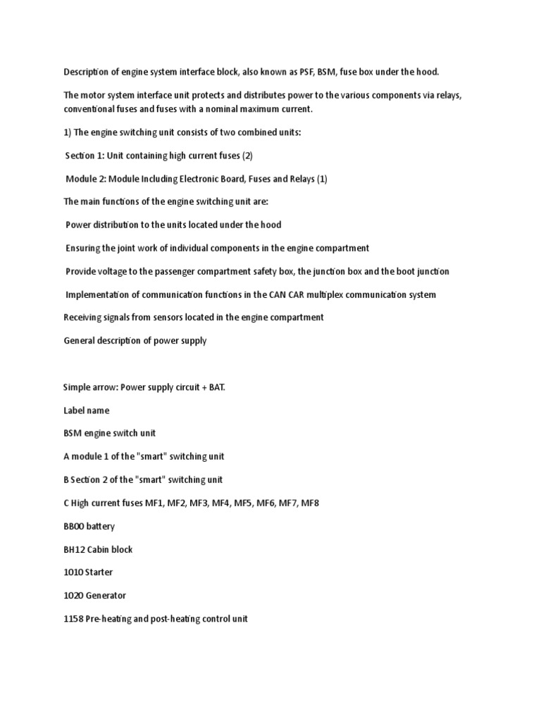 BSM Diagram Englisch PDF Power Supply Relay