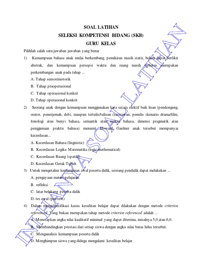 Soal pppk guru kelas sd pdf