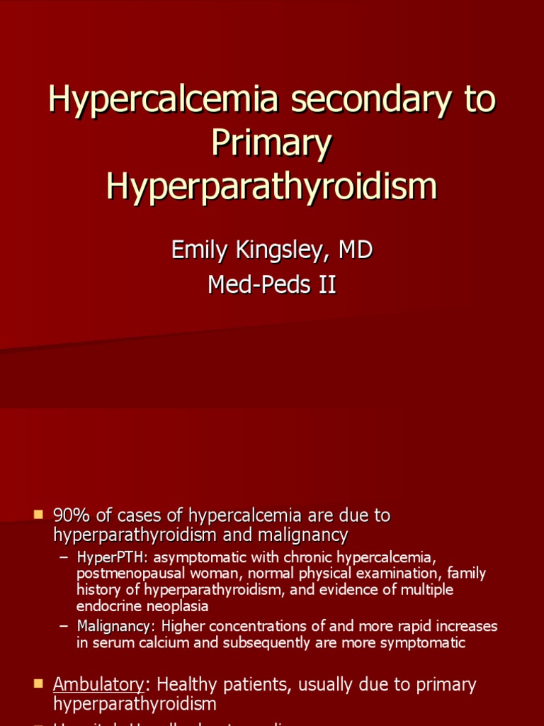 Hypercalcemia Secondary To Primary Hyperparathyroidism PDF Clinical Medicine Diseases And