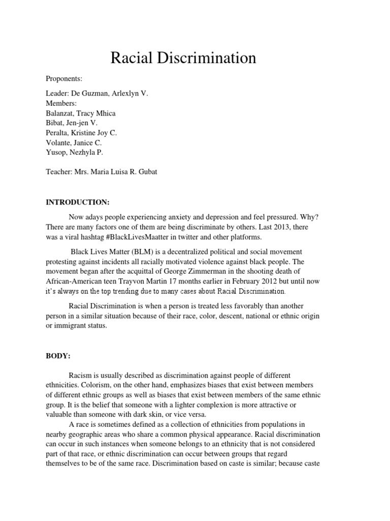 Understanding Racial Discrimination Issues | PDF | Discrimination ...
