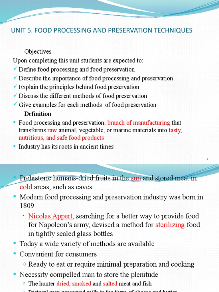 Unit 5. Food Processing and Preservation Techniques | PDF | Food 
