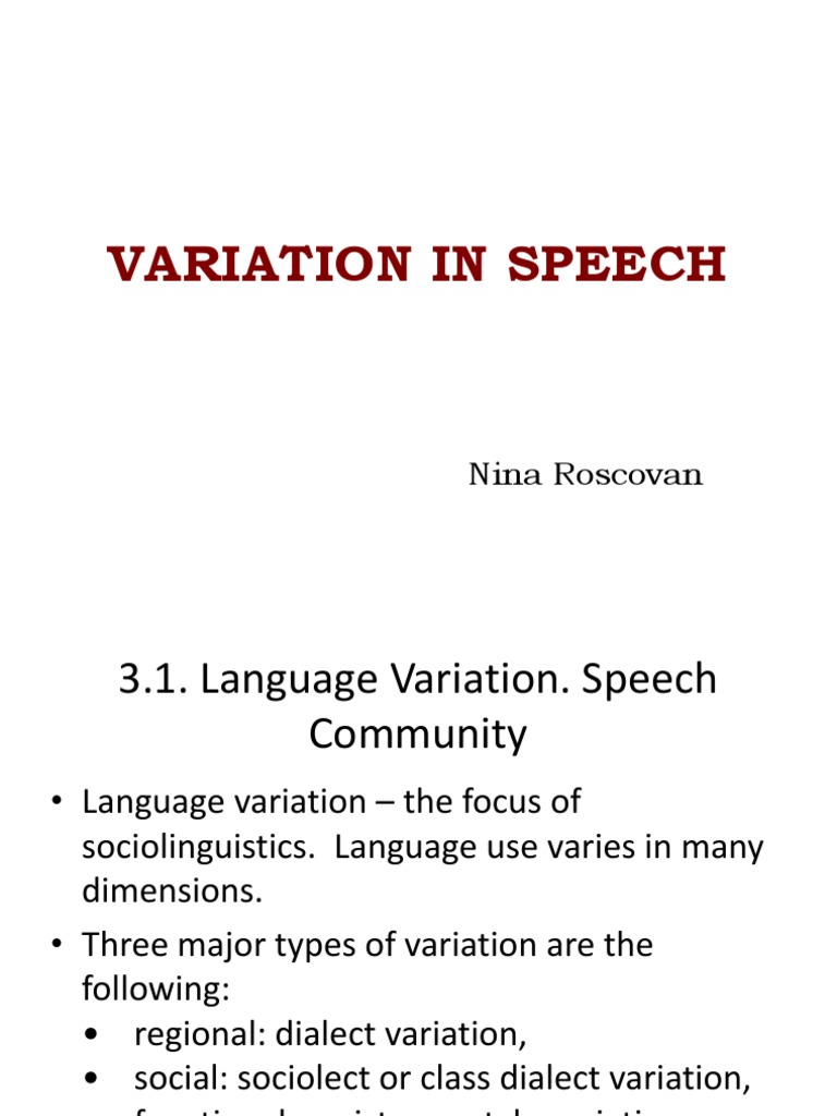 Variation in Speech | PDF | Dialect | English Language