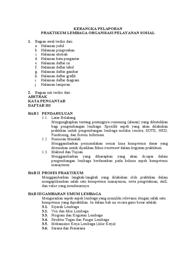 Kerangka Laporan Praktikum Manlem