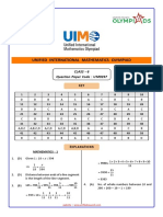 Unified International Mathematics Olympiad: Class - 6 Question Paper Code: UM9257