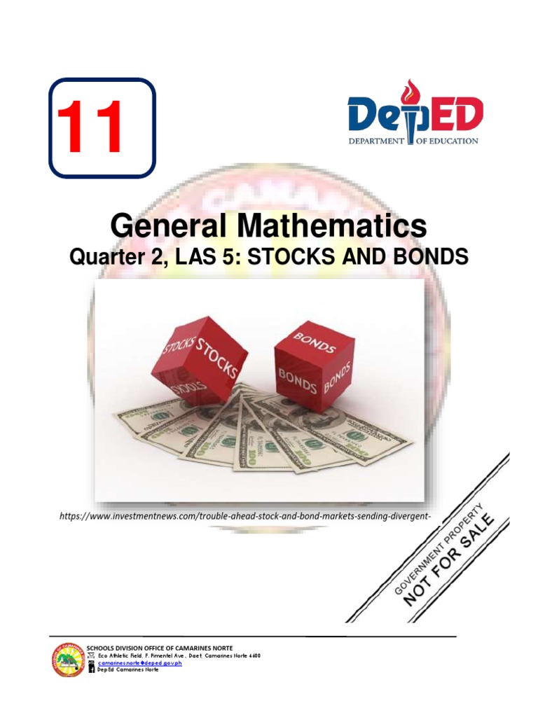 General Mathematics Quarter 2, Las 5 Stocks and Bonds PDF Bonds (Finance) Stocks