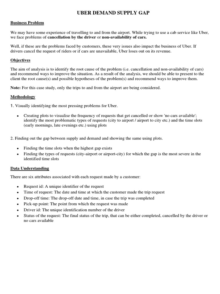 Uber Demand Supply Gap PDF Taxicab Demand