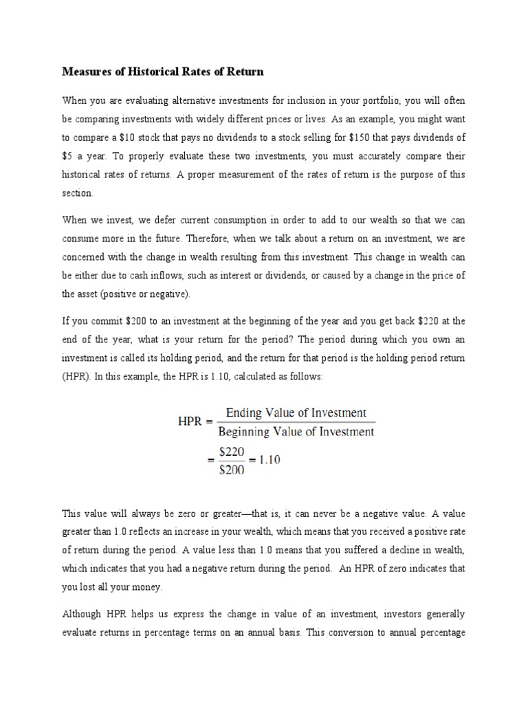 Measures of Historical Rates of Return PDF