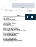 Encuesta Del Plan de Inocuidad Alimentaria