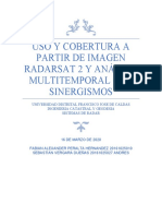 Uso y Cobertura A Partir de Imagen Radarsat 2 y Análisis Multitemporal Con Sinergismos