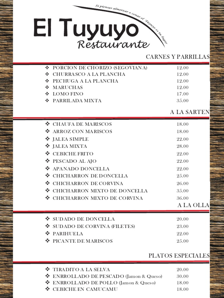 Menu 2011 - El Tuyuyo Restaurante | PDF | Cocina latinoamericana ...