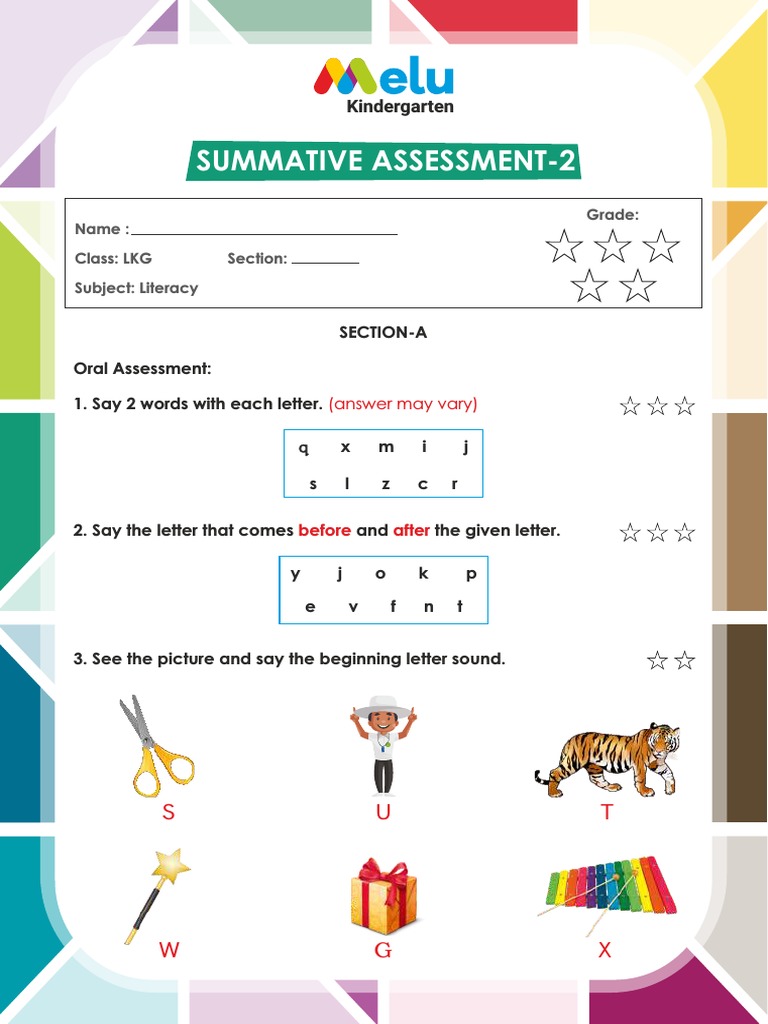 Summative Assessment-2: Kindergarten | PDF | Linguistics | Human Communication