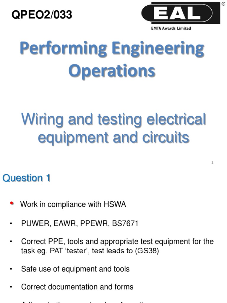 Performing Engineering Operations: QPEO2/033 | PDF | Transformer ...