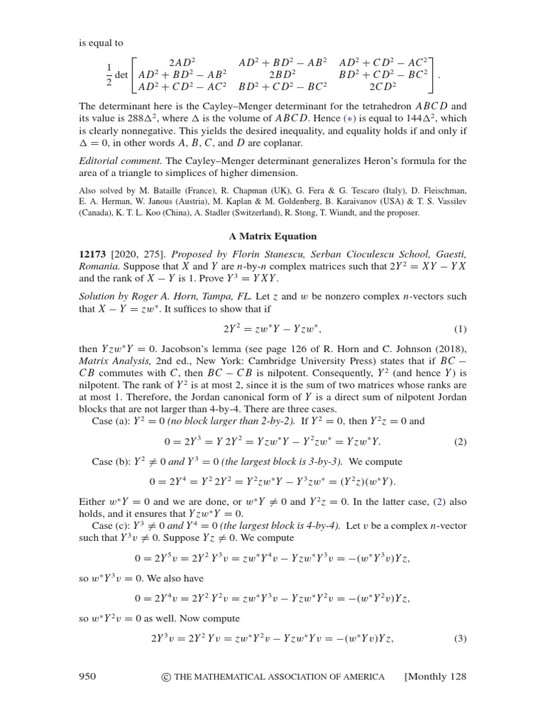 Cayley-Menger Determinant Insights | PDF | Determinant | Matrix ...