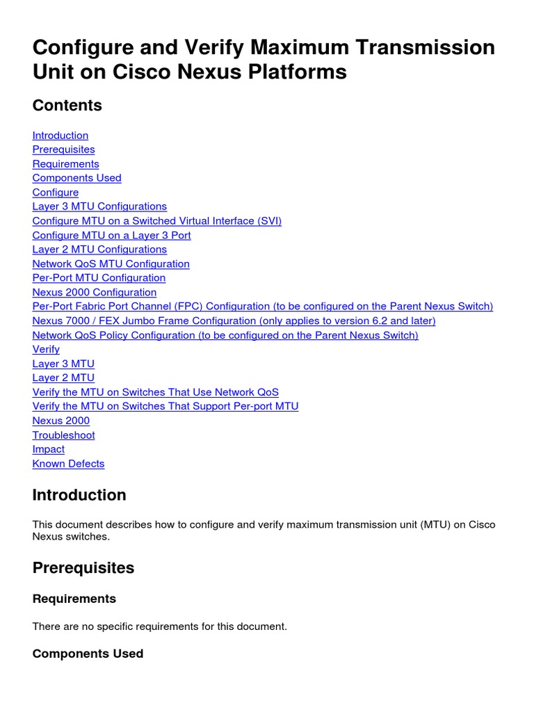 Configure and Verify Maximum Transmission Unit On Cisco Nexus Platforms