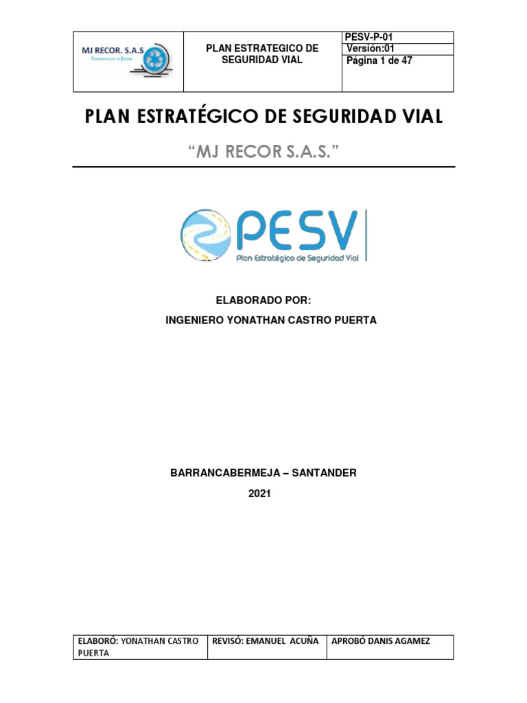 Plan Estratégico de Seguridad Vial 2024 | PDF | Planificación ...