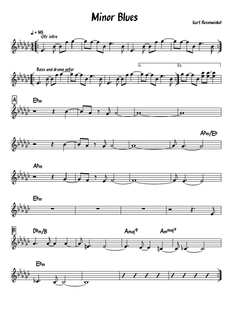 Minor Blues (Kurt Rosenwinkel Lead Sheet Transcription) PDF