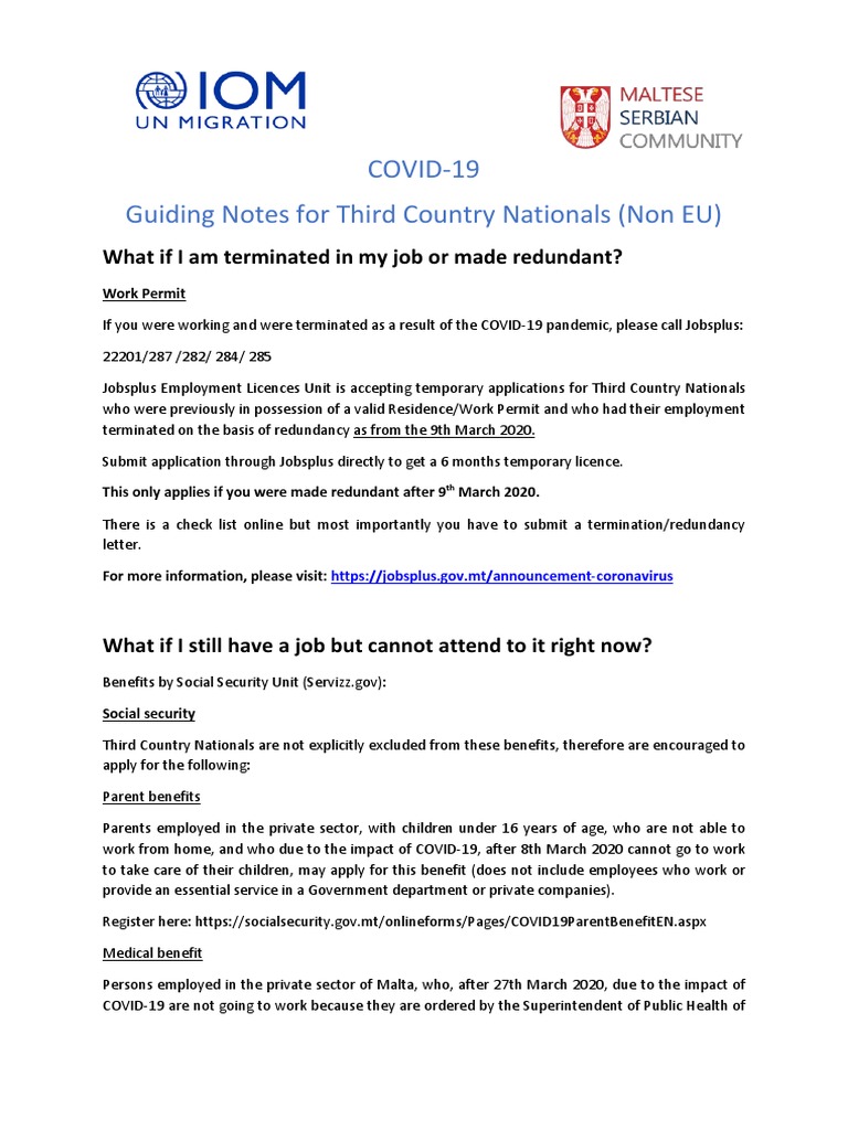 Guidelines For TCNs Final PDF Employment Malta