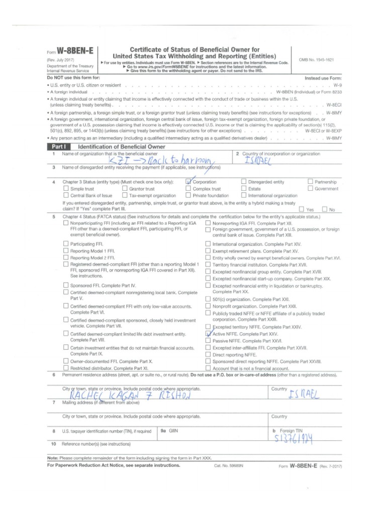 Form W-8BEN-E | PDF