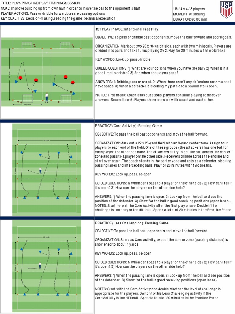 U8 Soccer Passing and Dribbling Session | PDF | Defender (Association ...