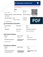 Passenger Locator Form: Personal Information