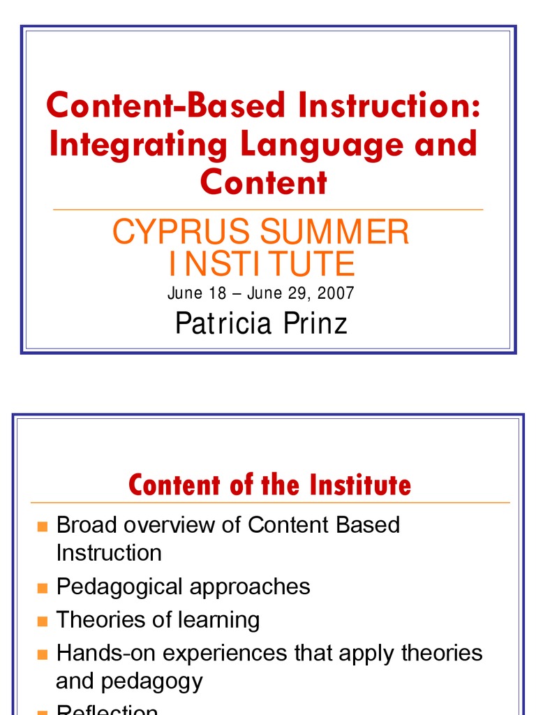 Content Based Instruction | PDF | Education Theory | Academic ...