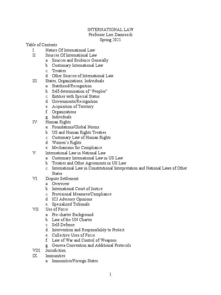 Damrosh - InternationalLaw - Spring - 2021 Law School Outline | PDF ...