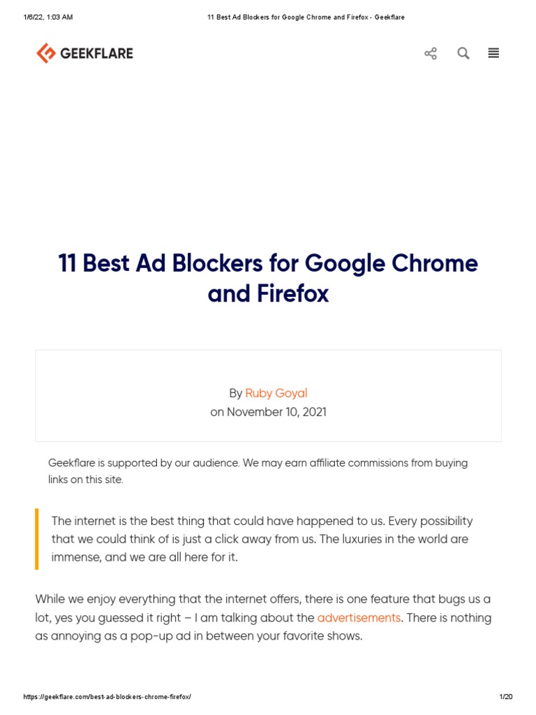 11 Best Ad Blockers For Google Chrome and Firefox - Geekflare | PDF ...