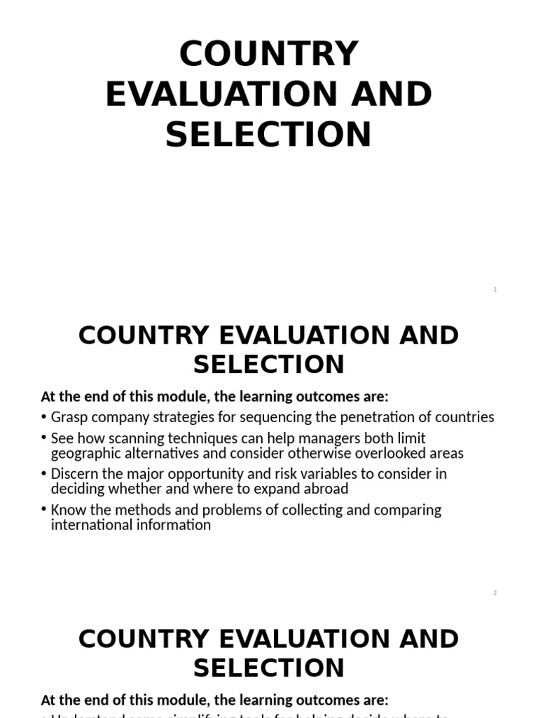 Country Evaluation and Selection Strategies | PDF | Risk | Data