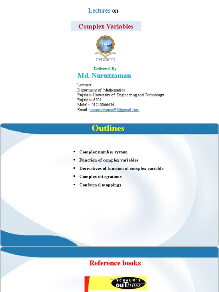 Complex Variables Lecture Outline | PDF | Teaching Methods & Materials ...