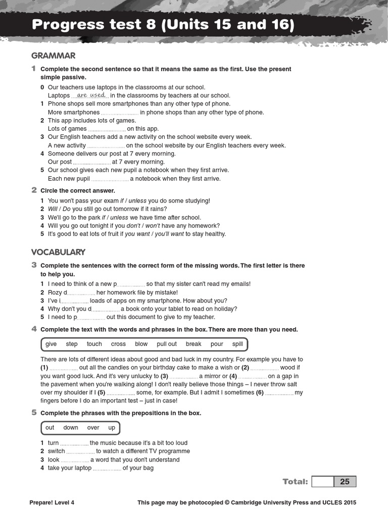 Progress Test 8 U15-16 | PDF