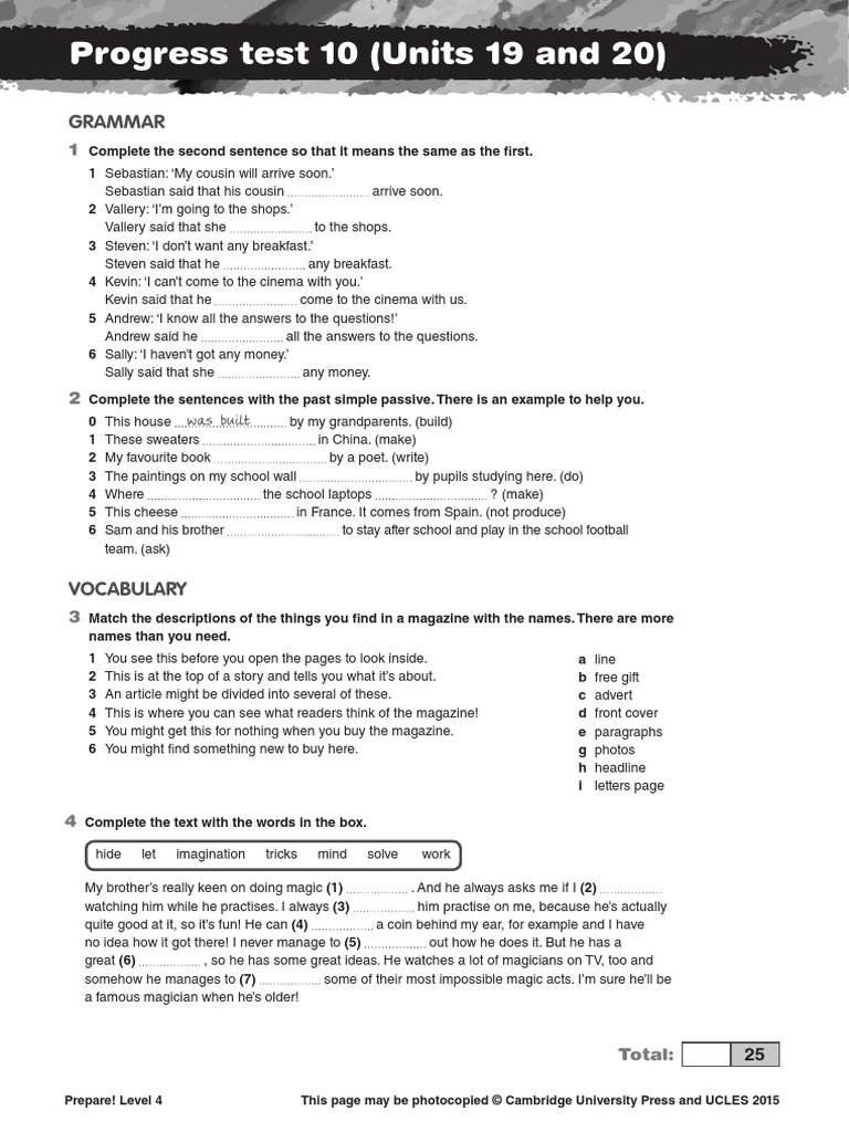 Progress Test 10 U19-20 | PDF
