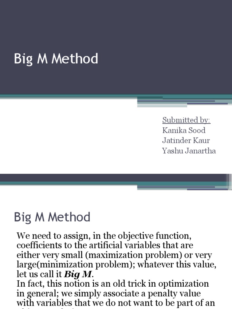 Big M Method in Optimization | PDF | Mathematical Optimization ...