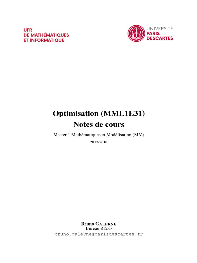 Optimisation en Mathématiques et Modélisation | PDF | Extremum ...